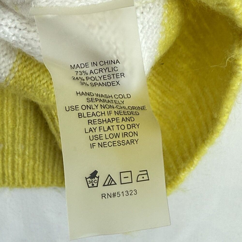 Vince Camuto Yellow White Stripe Knit Sweater Long Sleeve Womens XS - Picture 7 of 10